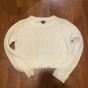 Cropped white sweater! Size large